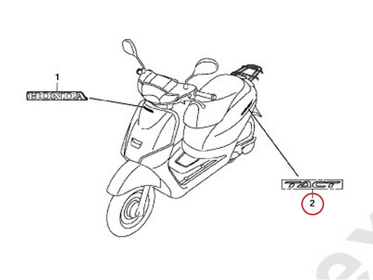 Шильдик на боковой обтекатель Honda Tact  AF75 / AF79 (86831-GJA-J10ZA) оригинал