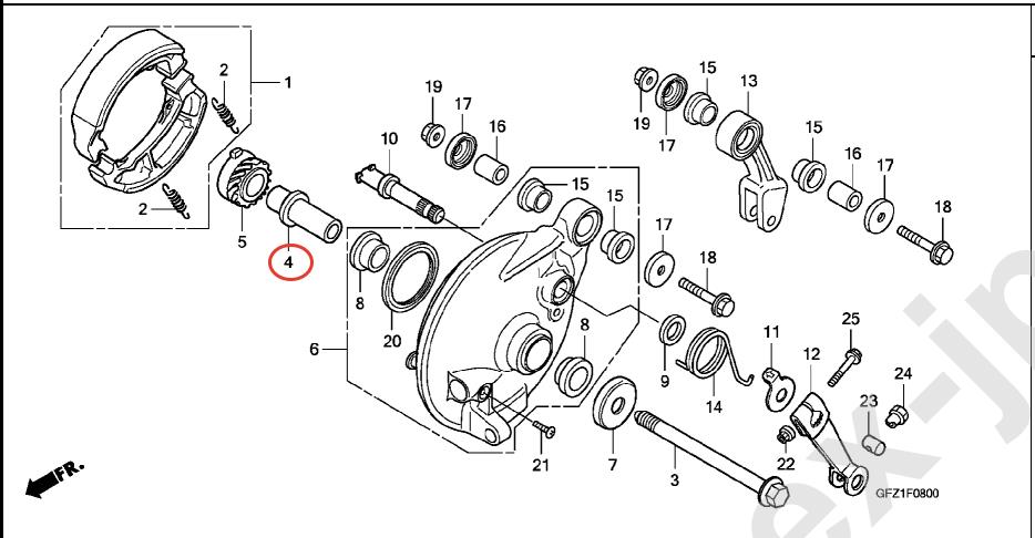 Втулка переднего тормозного барабана Honda Gyro Canopy TA03 (44312-GM9-000) оригинал