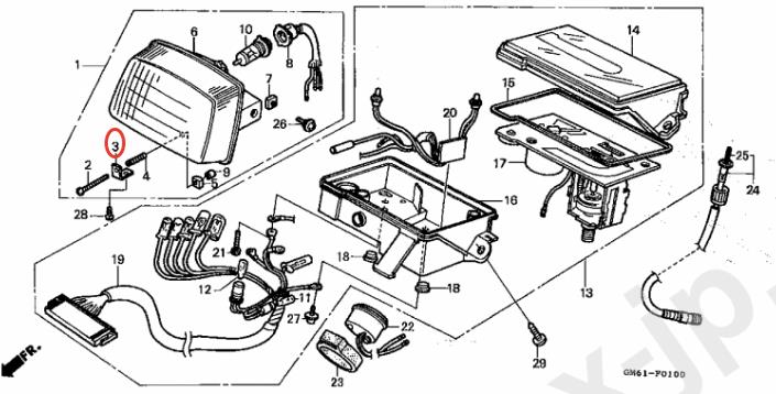 Скоба крепления фары Honda Gyro UP TA01 (33105-GM6-000) оригинал
