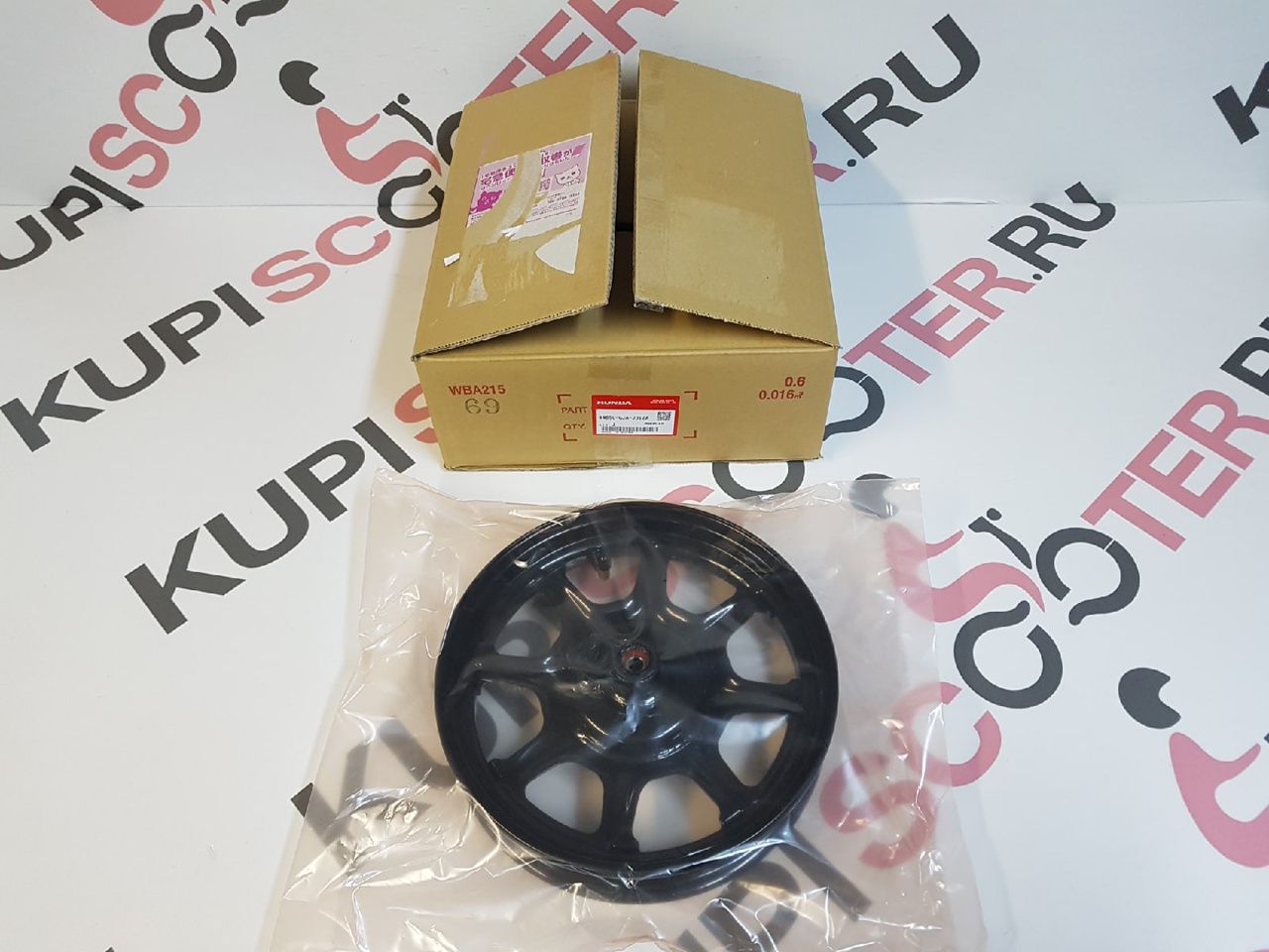 Диск колесный передний (ЧЕРНЫЙ) Honda Tact AF75 / AF79, Giorno AF77, Yamaha Vino AY02, Jog AY01 (44650-GJA-J01ZA) оригинал