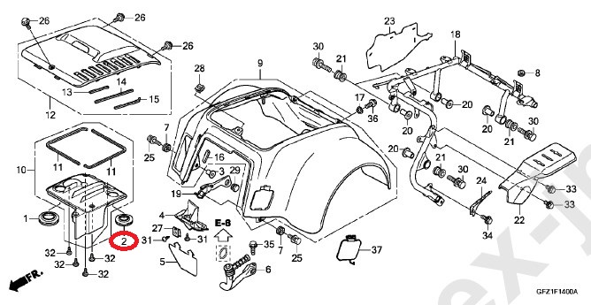 Резинка / пыльник крышки заднего крыла Honda Gyro Canopy TA03 (17222-GFZ-000) оригинал