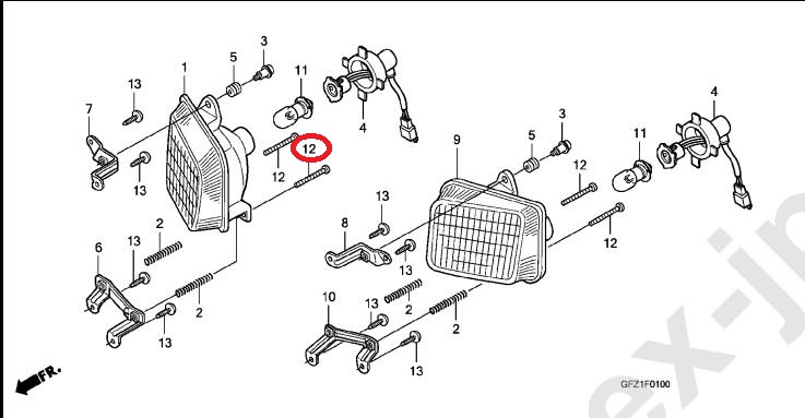 Болт крепления передней фары Honda Gyro Canopy TA02 / TA03 (93500-040421A) оригинал