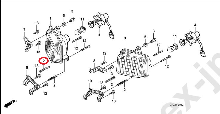 Пружина болта крепления передней фары Honda Gyro Canopy TA02 / TA03 (33107-GAG-003) оригинал