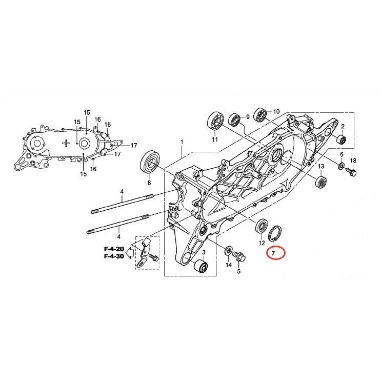 Стопорное кольцо сальника коленвала со стороны вариатора Honda Benly AA05 (90604-GJE-900)  Оригинал