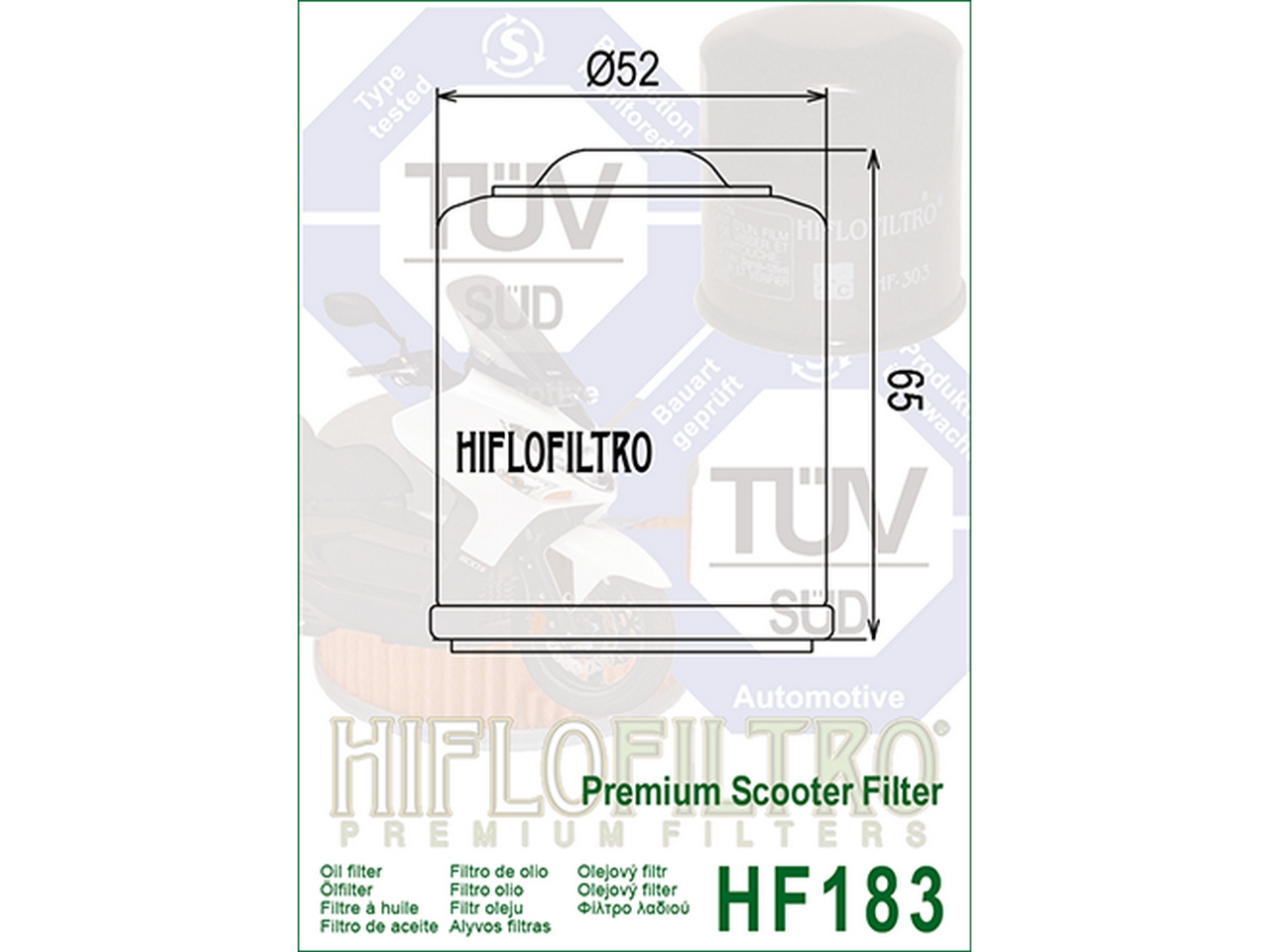 Фильтр масляный Hi-Flo HF183 Vespa LX150, Regulmoto XDV 300, ELEMENT 300, VMC XMAX