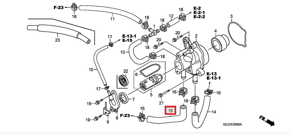 Патрубок помпы Honda AF55, AF56, AF57, AF58 (19502-GET-000) оригинал
