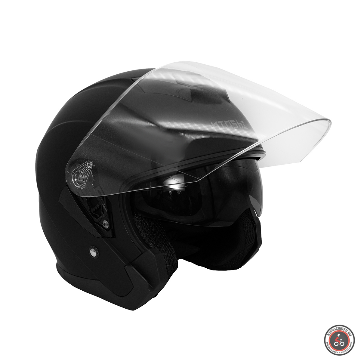 Шлем KIOSHI JK526 открытый со стеклом и очками (Черный матовый, XL, 304172-4)